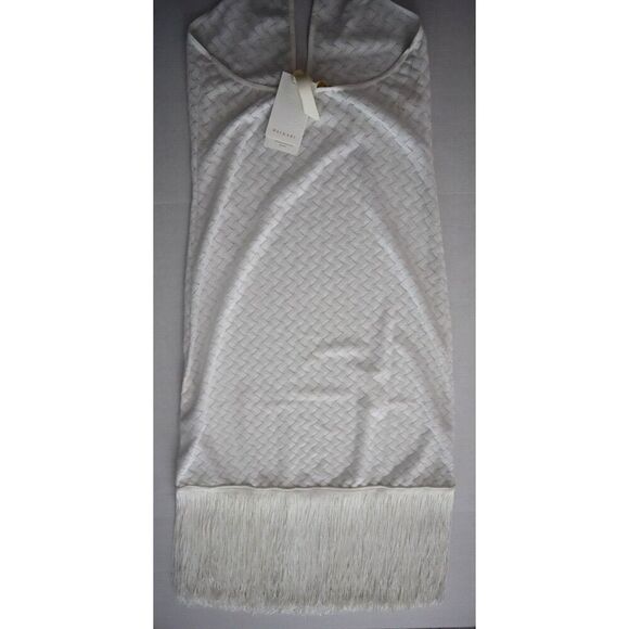 Waimari D267LCW Women's Sz Medium White Levisa Fringe Hem Halter Midi Dress - Picture 11 of 15